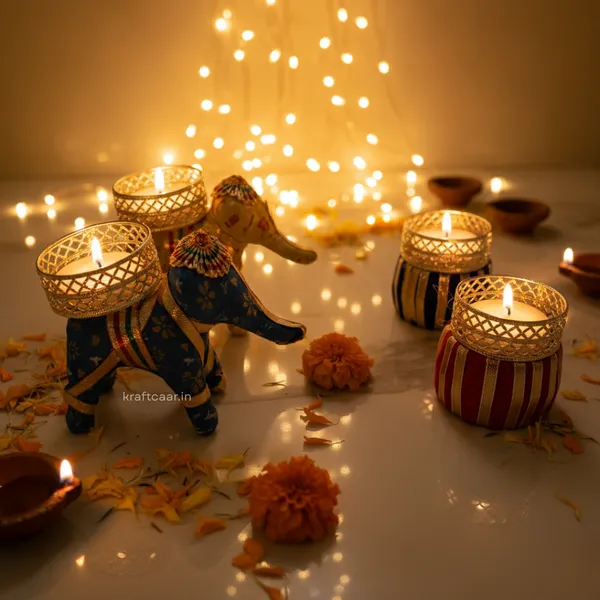 Set_of_2_Elephant_+_2_Matki_Candle_Holder_|_Diya_Holder