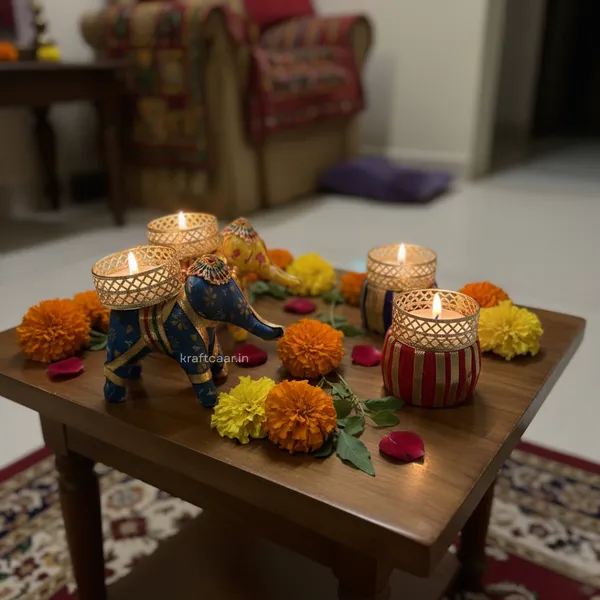 Set_of_2_Elephant_+_2_Matki_Candle_Holder_|_Diya_Holder
