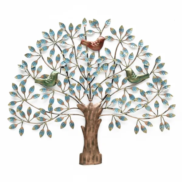 Multicolour_Blue_Bird_Tree_Metal_Wall_Decor