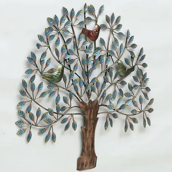 Multicolour_Blue_Bird_Tree_Metal_Wall_Decor