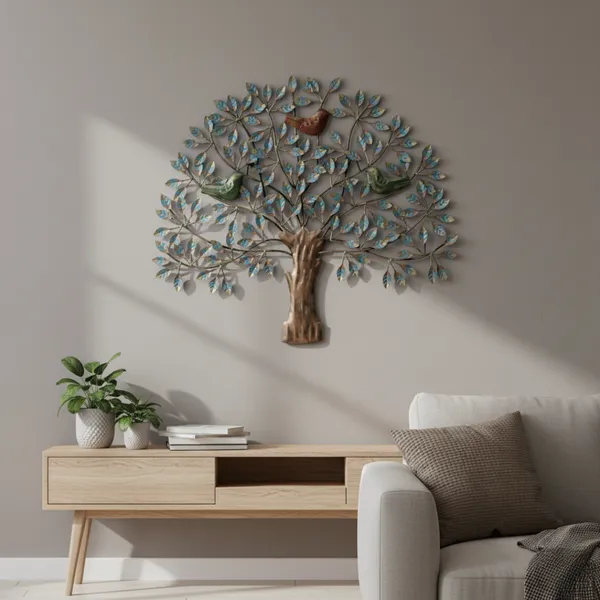 Multicolour_Blue_Bird_Tree_Metal_Wall_Decor