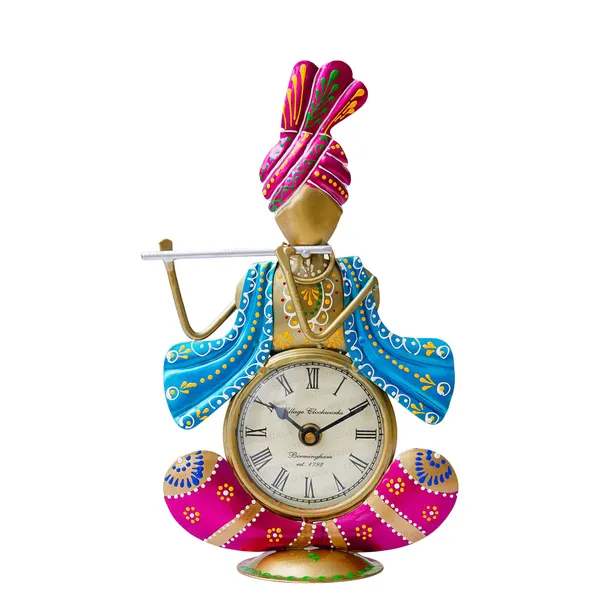 Krishna_Table_clock_Metal_Showpiece