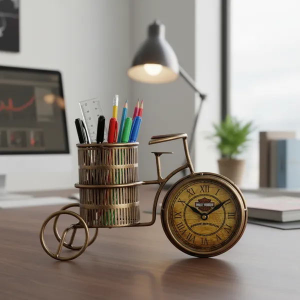 Multicolour_Cycle_Pen_Stand_With_Table_Clock