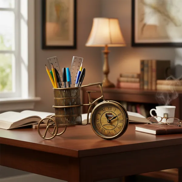 Multicolour_Cycle_Pen_Stand_With_Table_Clock
