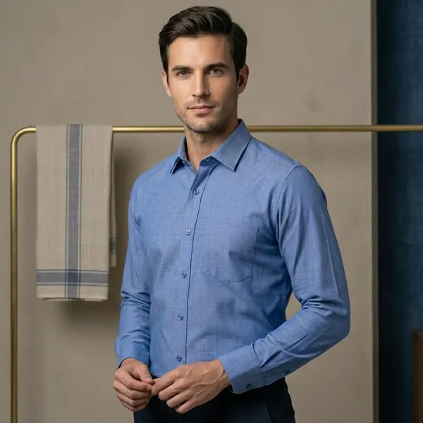 Blue_And_White_Cotton_Slim_Fit_Formal_Shirt_For_Men_|_Pack_Of_2