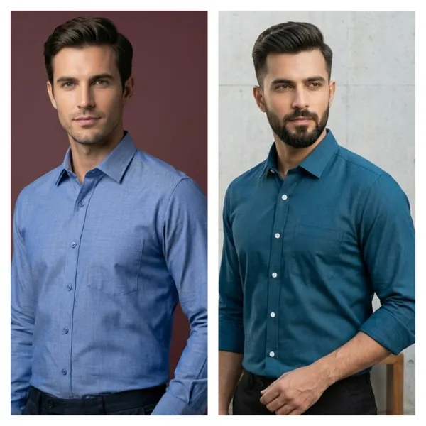 Teal_Blue_And_Blue_Cotton_Regular_Fit_Full_Sleeve_Formal_Shirt_For_Men_|_Pack_Of_2