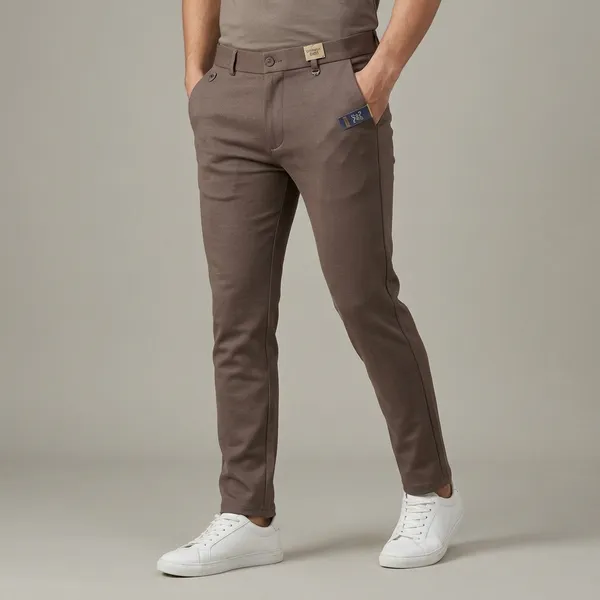 Grey_And_Brown_Cotton_Slim_Fit_Casual_Trousers_For_Men_|_Pack_Of_2