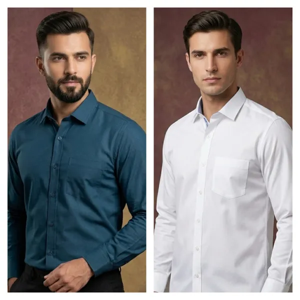 Teal_Blue_And_White_Cotton_Regular_Fit_Full_Sleeve_Formal_Shirt_For_Men_|_Pack_Of_2