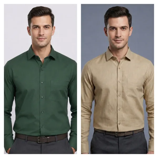 Beige_And_Green_Cotton_Regular_Fit_Full_Sleeve_Formal_Shirt_For_Men