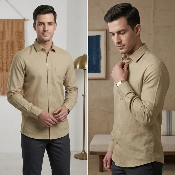 Beige_And_Green_Cotton_Regular_Fit_Full_Sleeve_Formal_Shirt_For_Men