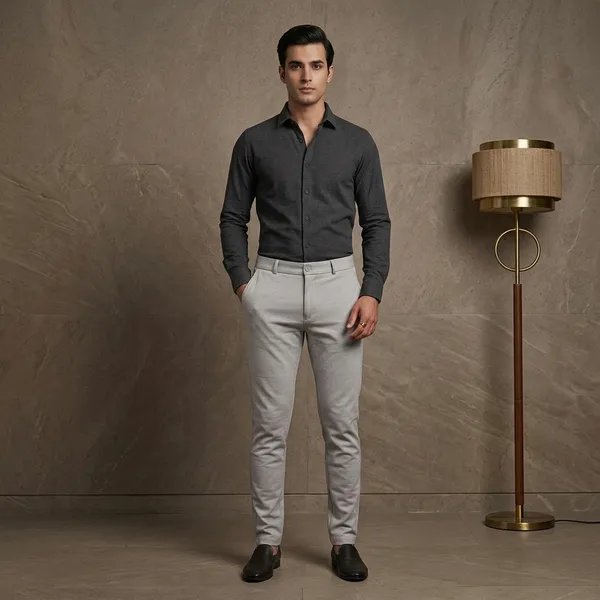 Grey_And_Brown_Cotton_Slim_Fit_Casual_Trousers_For_Men_|_Pack_Of_2