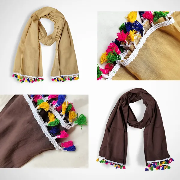 Pack_of_2:_Sand_&_Chocolate_Color_Cotton_Blend_Women's_Scarf/Stole_(100x180_cm)