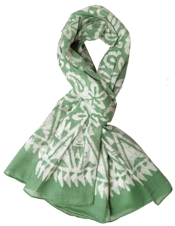 Olive_Green_&_White_Floral_Paisley_Batik_Print_Cotton_Stole_(100x180_cm)