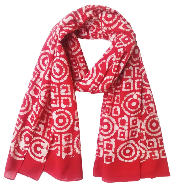 Red_&_White_Hand_Batik_Print_Cotton_Blend_Stole_(100x180_cm)