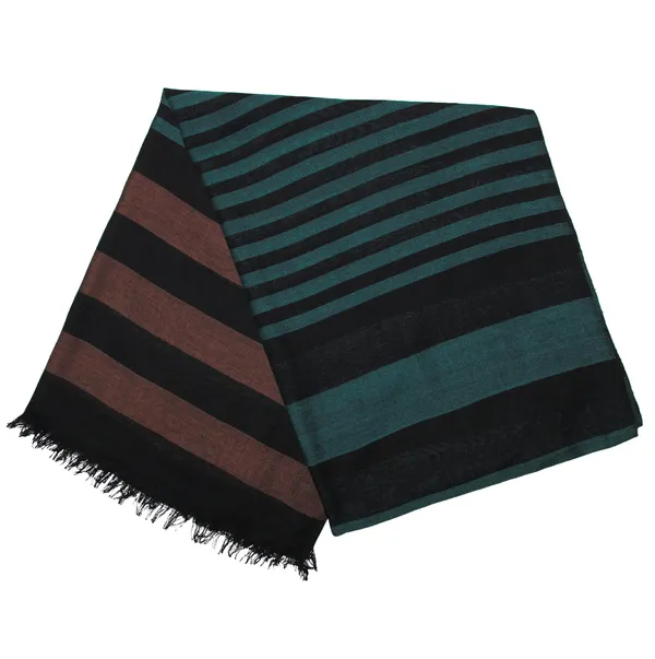 Green,_Brown_&_Black_Ethnic_Stripes_Unisex_Viscose_Winter_Scarf_(70x180_cm)