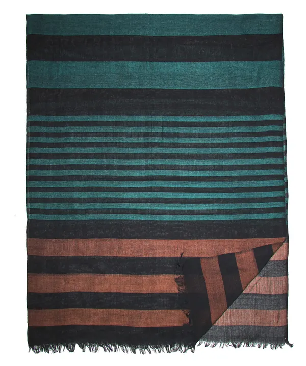 Green,_Brown_&_Black_Ethnic_Stripes_Unisex_Viscose_Winter_Scarf_(70x180_cm)