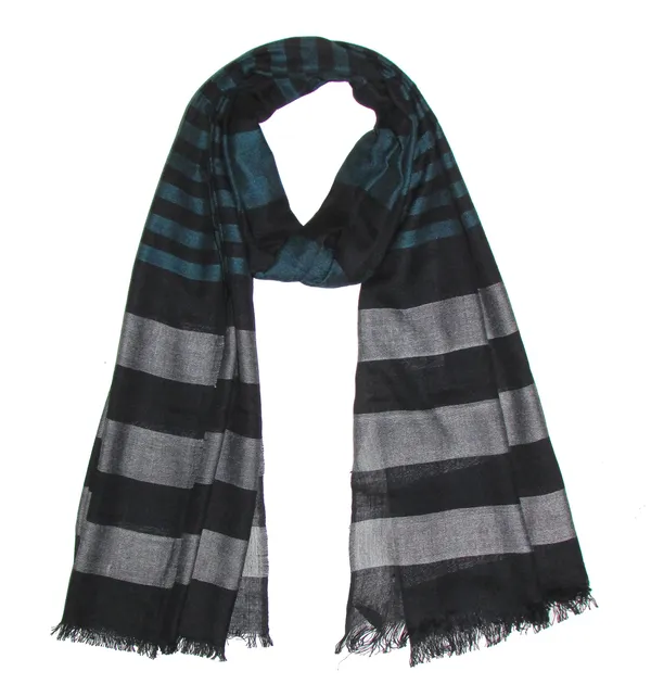 Black_-_Diesel_Blue_Soft_Viscose_Stripe_Design_Summer_Stole_Scarves_for_Ladies_Girls_70x180_cms