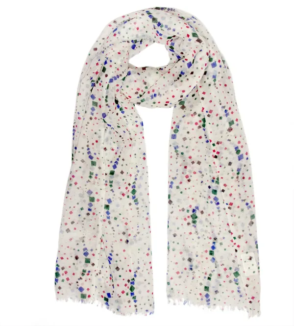 White_Multi_Geometric_Printed_Soft_Poly_Wool_Winter_Stole_(70x180_cm)