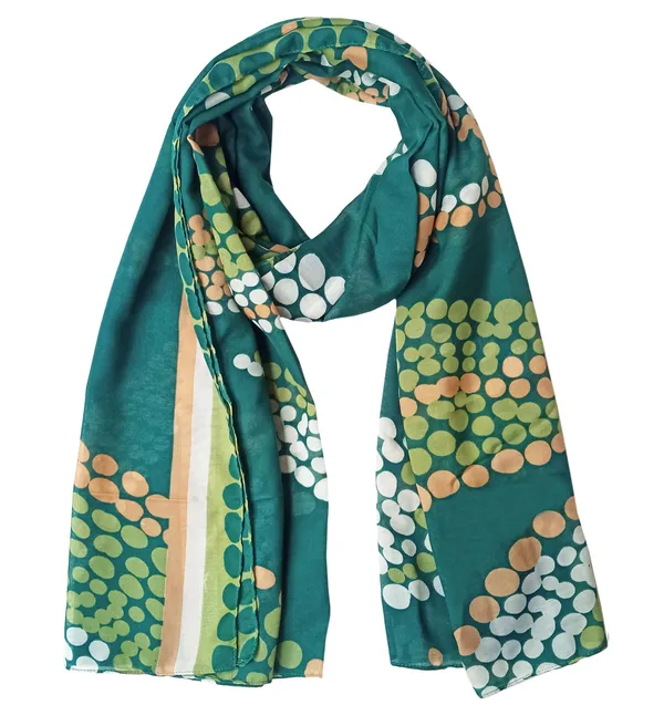 Green_Multi_Dot_Print_Soft_Poly_Cotton_Women's_Scarf_(100x180_cm)
