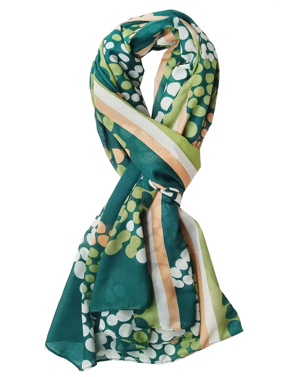 Green_Multi_Dot_Print_Soft_Poly_Cotton_Women's_Scarf_(100x180_cm)