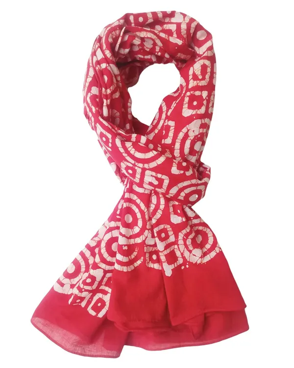 Red_&_White_Hand_Batik_Print_Cotton_Blend_Women's_Stole_(100x180_cm)