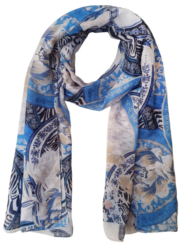 Elegant_Blue_&_Beige_Floral_Print_Poly_Cotton_Stole_(70x180_cm)