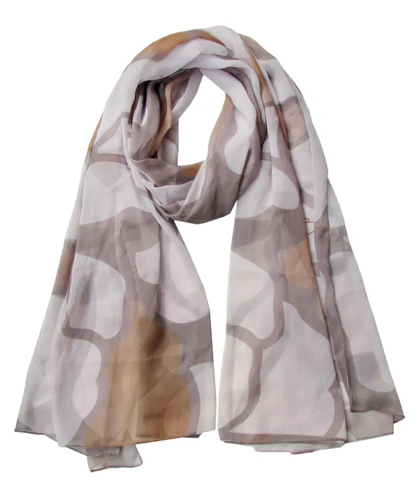 Beige_&_Grey_Big_Butterfly_Print_Polyester_Chiffon_Women's_Stole_(100x180_cm)