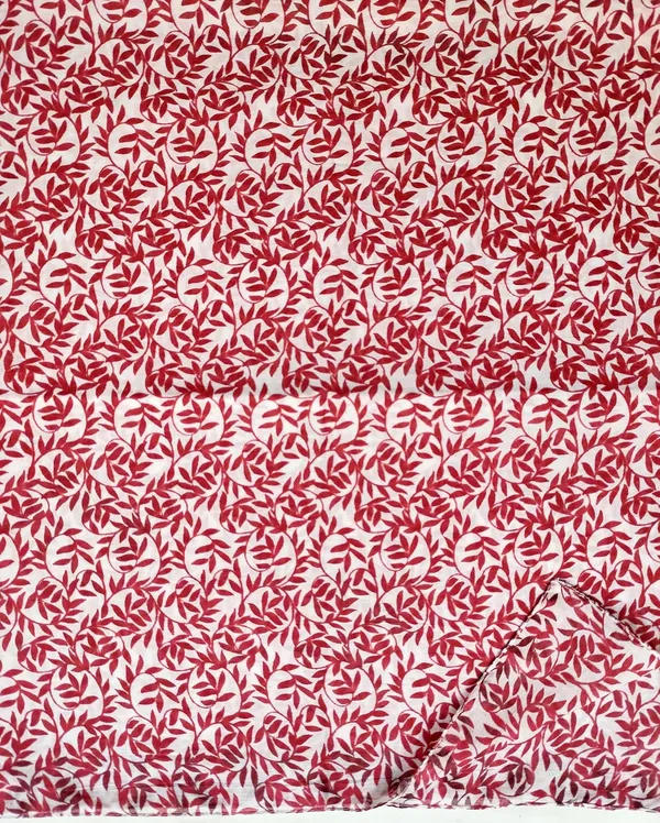 White_&_Maroon_Leaves_Print_Cotton_Women's_Scarf_(100x180_cm)