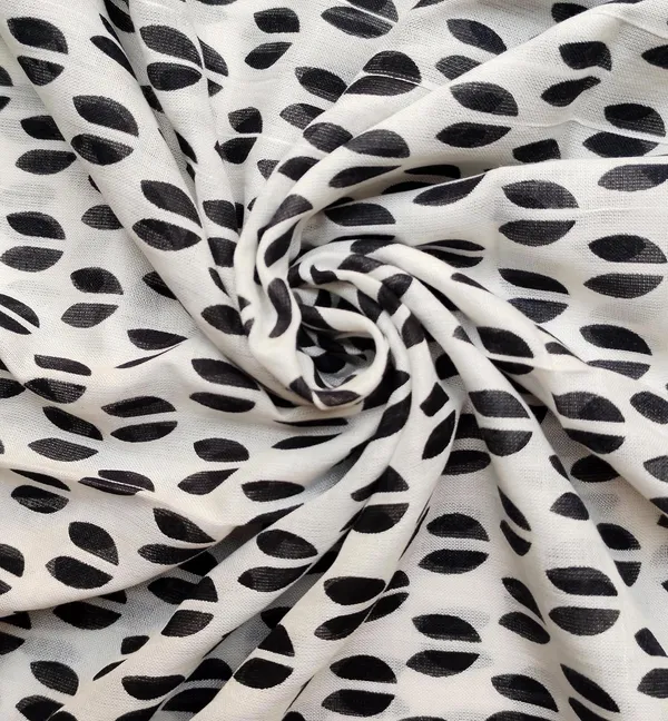 White_&_Black_Leaf_Print_Rayon_Blend_Women's_Scarf_(100x180_cm)