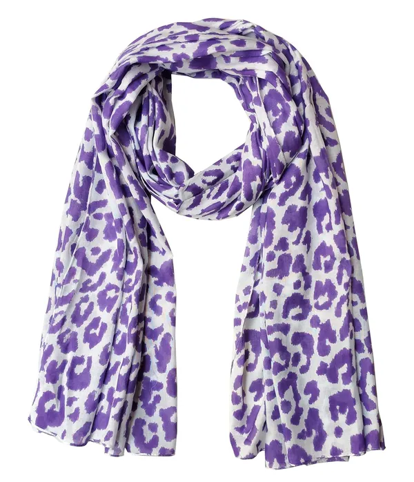 Purple_&_White_Leopard_Print_Rayon_Blend_Women's_Scarf_(100x180_cm)