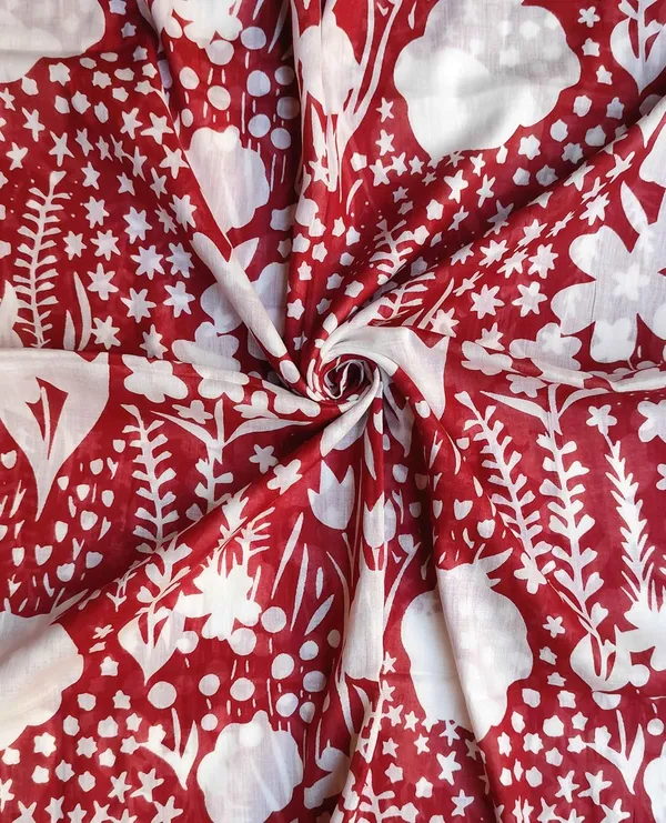 Jungle_Leaves_Red_&_White_Cotton_Women's_Scarf_(70x180_cm)