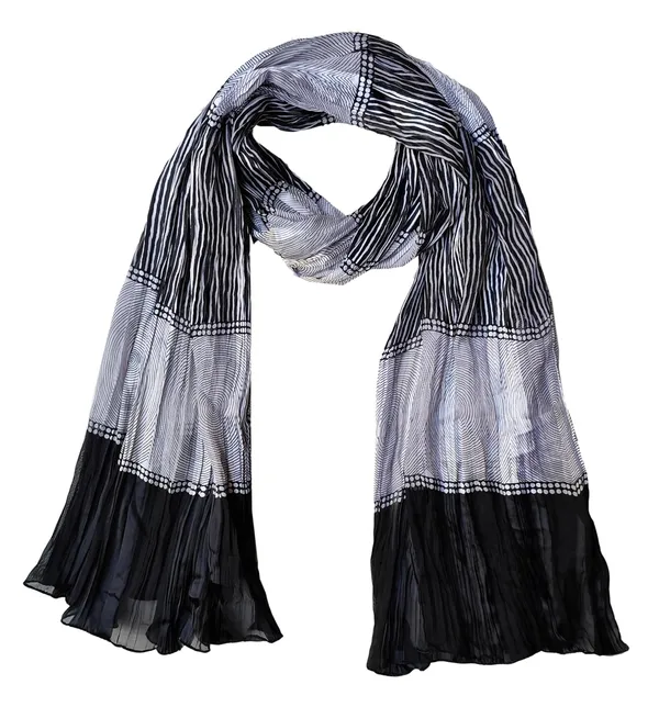 Pleated_Black_&_Grey_Poly_Women's_Scarf_(100x180_cm)