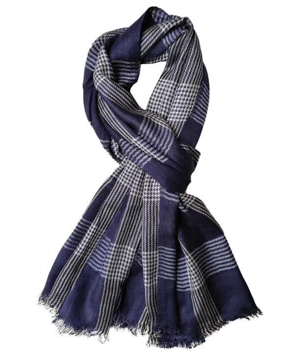Dark_Blue_Yarn_Dyed_Viscose_Blend_Scarf_with_Double_Line_Pattern_(70x180_cm)