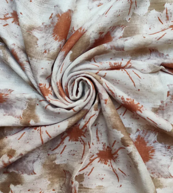 White_&_Brown_Abstract_Floral_Splash_Lightweight_Women's_Scarf_(70x180_cm)