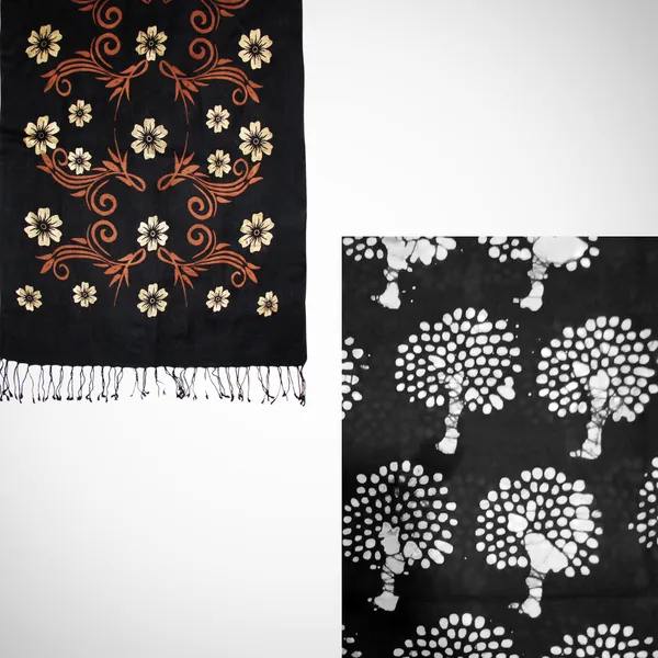 Pack_of_2:_Golden_Print_&_Off-White_Print_on_Black_Cotton_Blend_Women's_Scarf_(100x180_cm)
