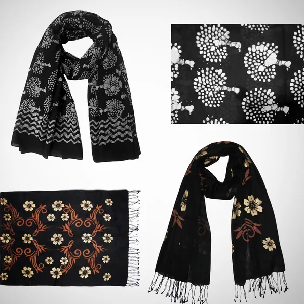 Pack_of_2:_Golden_Print_&_Off-White_Print_on_Black_Cotton_Blend_Women's_Scarf_(100x180_cm)