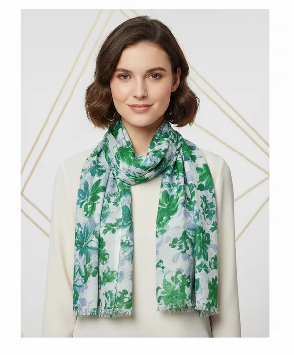Shading_Leaves_Green_&_White_Rayon_Women's_Stole_(70x180_cm)