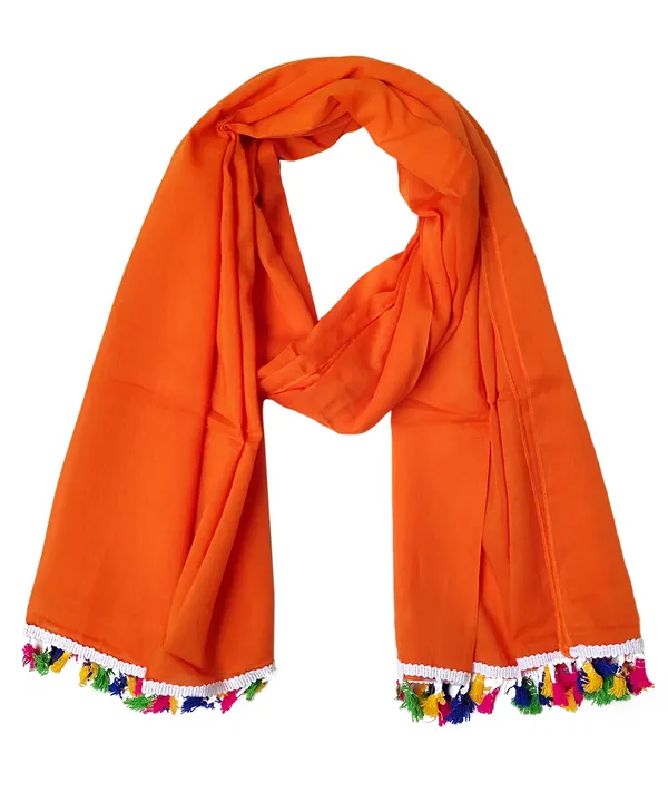 Solid_Orange_Tassel_Cotton_Blend_Women's_Scarf_(100x180_cm)