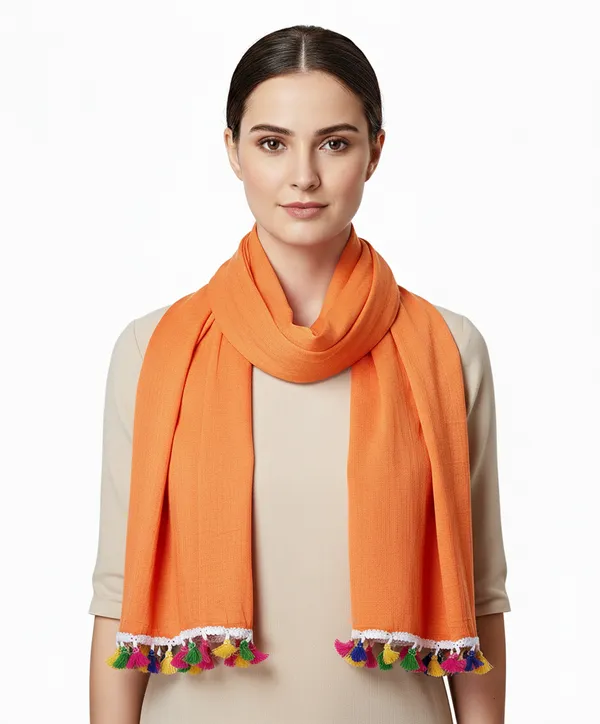 Solid_Orange_Tassel_Cotton_Blend_Women's_Scarf_(100x180_cm)