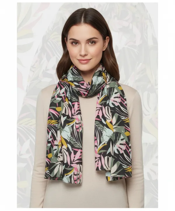 Jungle_Leaves_Print_Polyester_All-Season_Women's_Stole_(100x180_cm)
