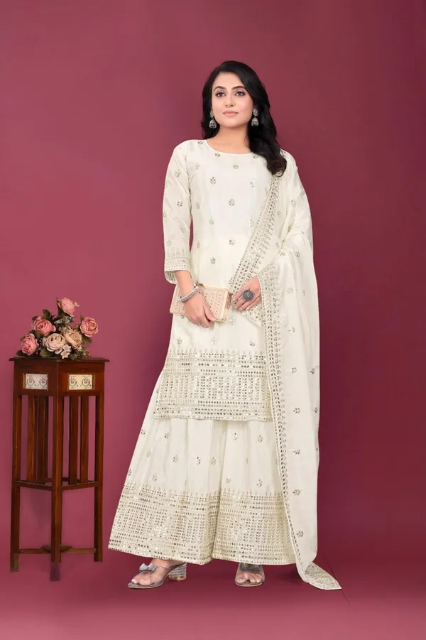White_Heavy_Chinon_Silk_With_Heavy_Embroidery_Work_For_Women