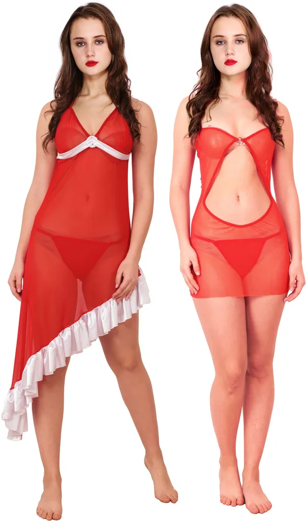 Red_Sheer_Net_Sleeveless_Netted_Babydoll_Nightwear_For_Women