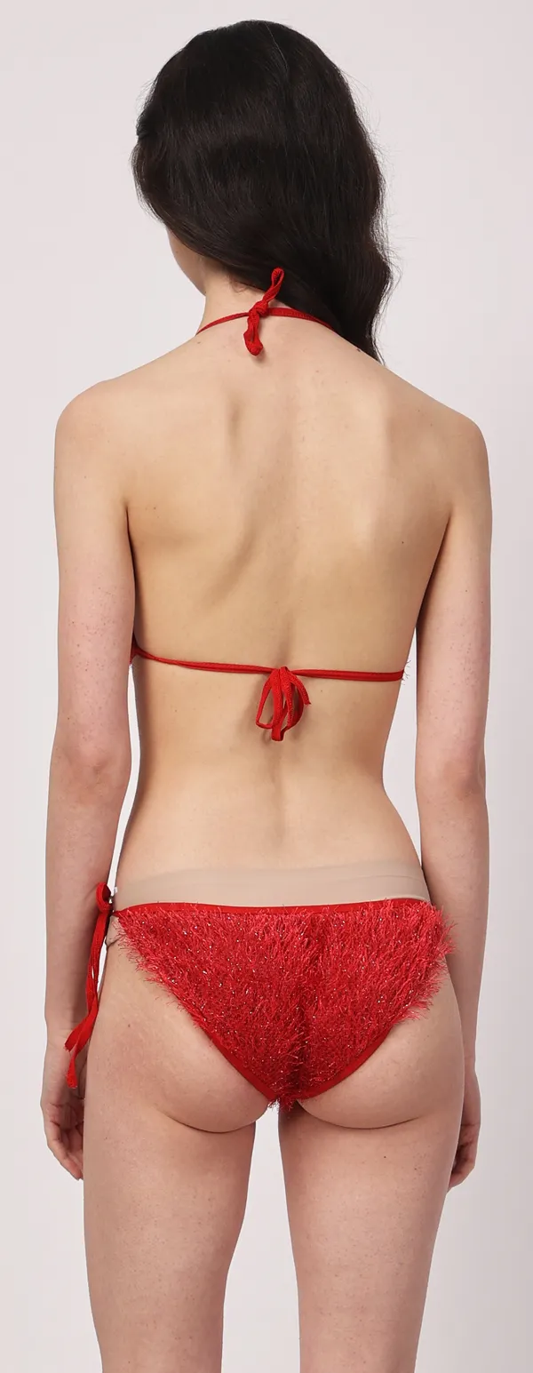 Red_Polyamide_Non_Padded_Fur_Bikini_Beachwear_For_Women