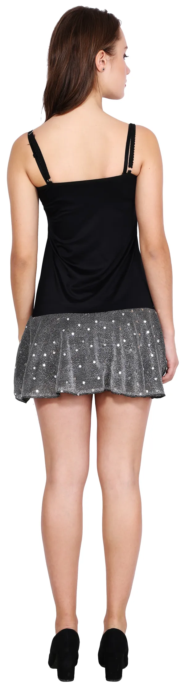 Black_&_Grey_Blended_Embellished_Sleeveless_Fit_&_Flare_Short_Dress_For_Women