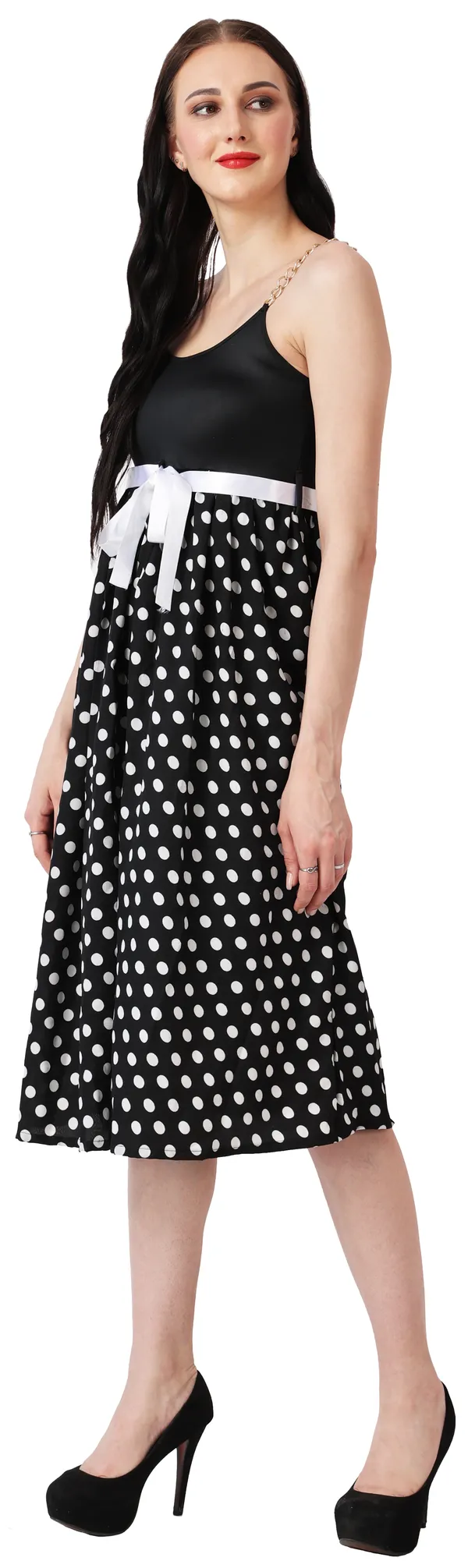 Black_Crepe_Printed_Sleeveless_Fit_&_Flare_Below_Knee_Dress_For_Women