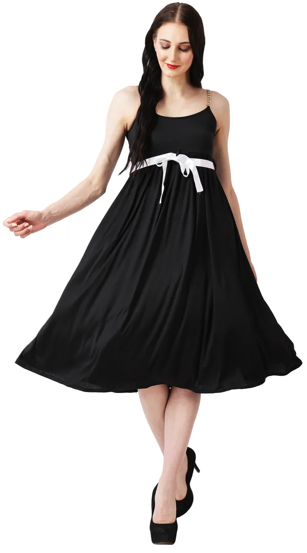 Black_Crepe_Solid_Sleeveless_Fit_&_Flare_Below_Knee_Dress_For_Women