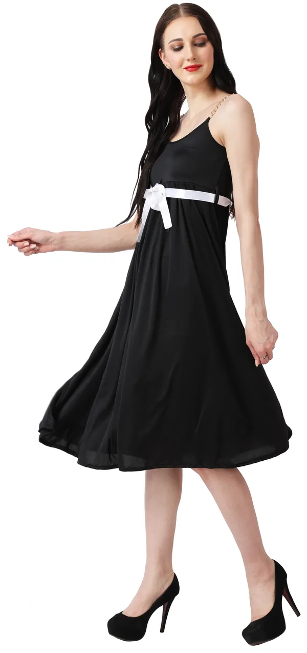 Black_Crepe_Solid_Sleeveless_Fit_&_Flare_Below_Knee_Dress_For_Women