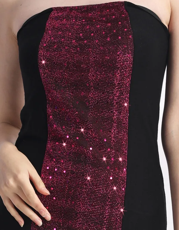 Black_&_Maroon_Poly_Lurex_Embellished_Sleeveless_Bodycon_Mini_Dress_For_Women