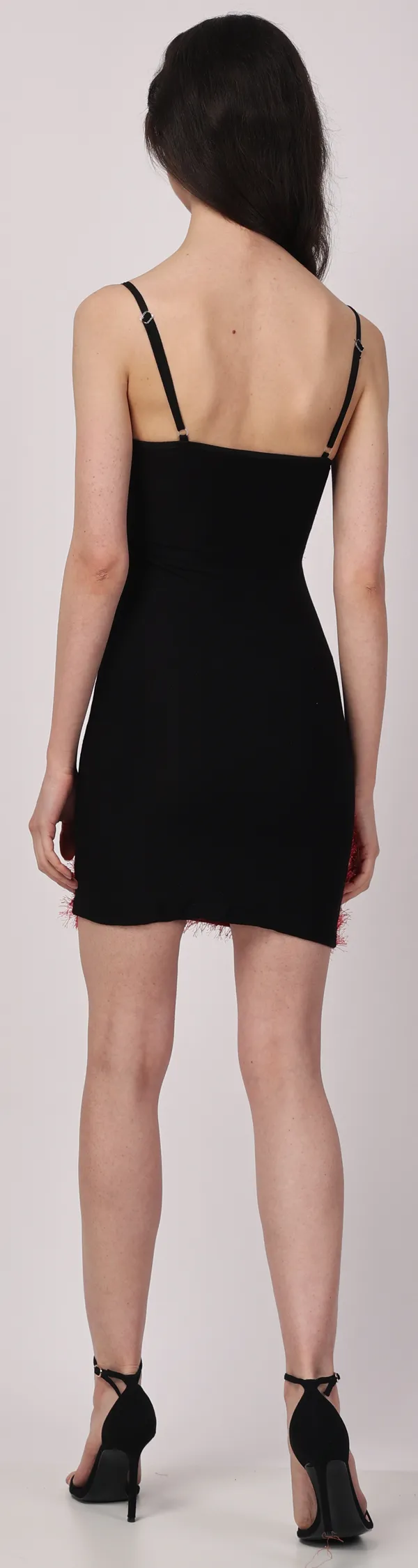 Black_&_Red_Poly_Fur_Solid_Sleeveless_Bodycon_Mini_Dress_For_Women