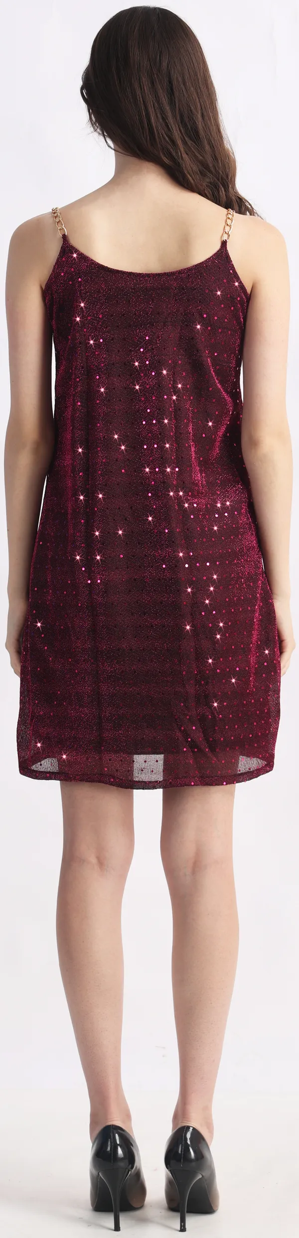 Maroon_Lurex_Net_Embellished_Sleeveless_A-Line_Mid_Thigh_Dress_For_Women